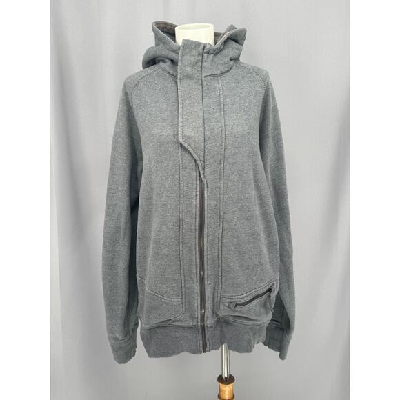 Lululemon Hoodie Womens Large Gray Full Zip Sweatshirt Snap Placket Pockets - Picture 1 of 15